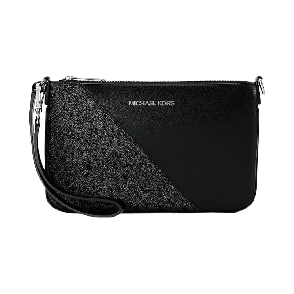 Michael Kors Jet Set Travel Small Signature Logo and Smooth Wristlet Black