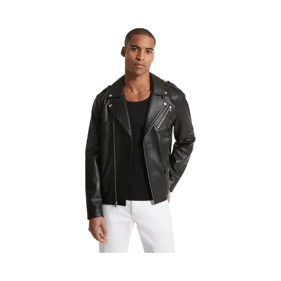 Michael Kors Leather Moto Jacket Black