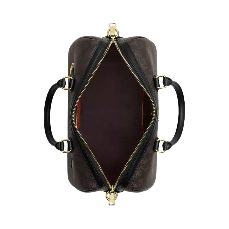 Coach Rowan Large Satchel Bag In Signature Canvas in Gold Walnut Black