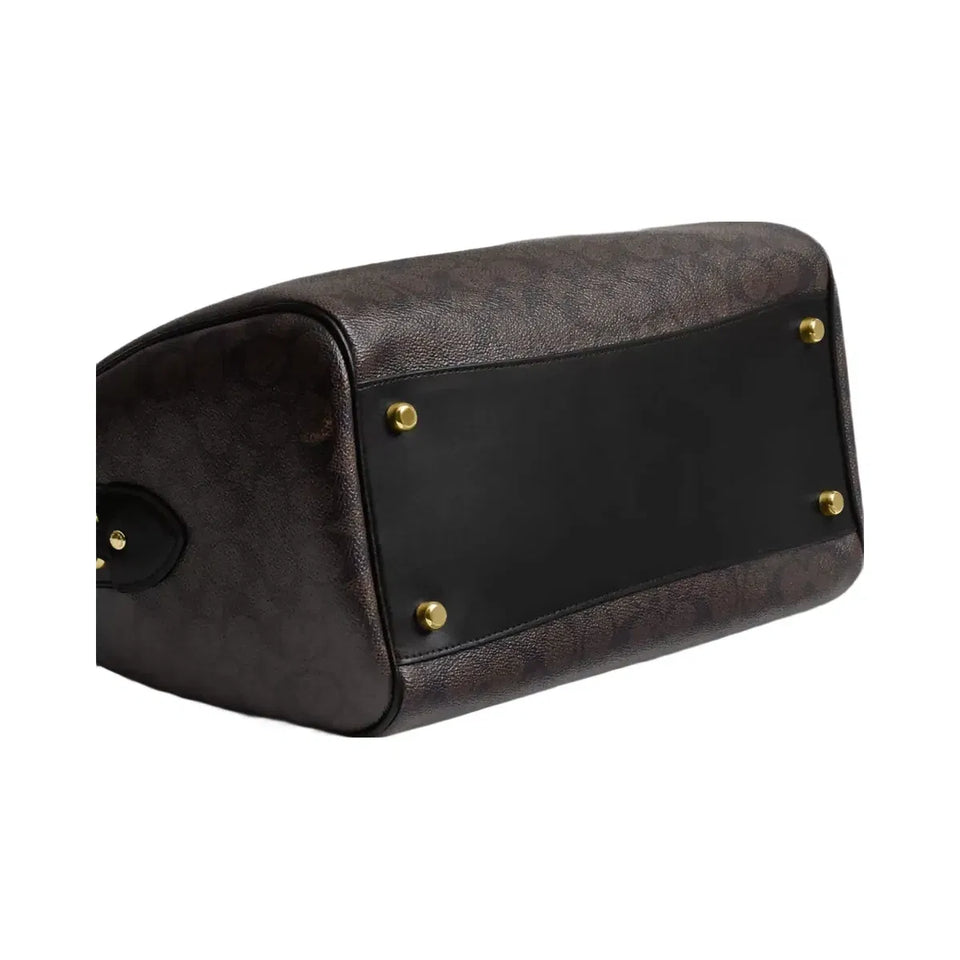 Coach Rowan Large Satchel Bag In Signature Canvas in Gold Walnut Black