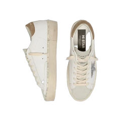 Golden Goose Hi Star With Silver Glitter Star And Dove-Gray Nubuck Heel Tab