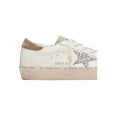 Golden Goose Hi Star With Silver Glitter Star And Dove-Gray Nubuck Heel Tab