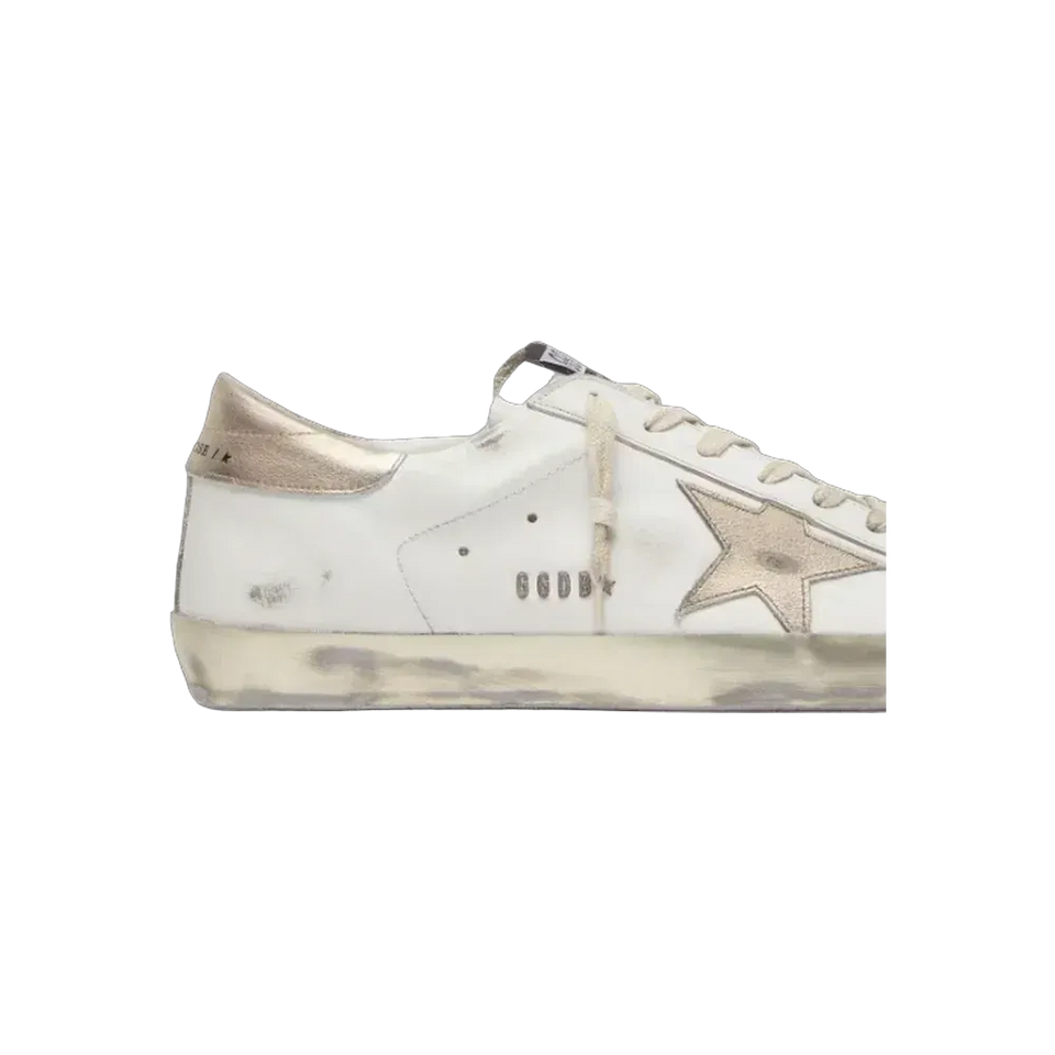 Golden Goose Super-Star With Gold Sparkle Foxing And Metal Stud Lettering