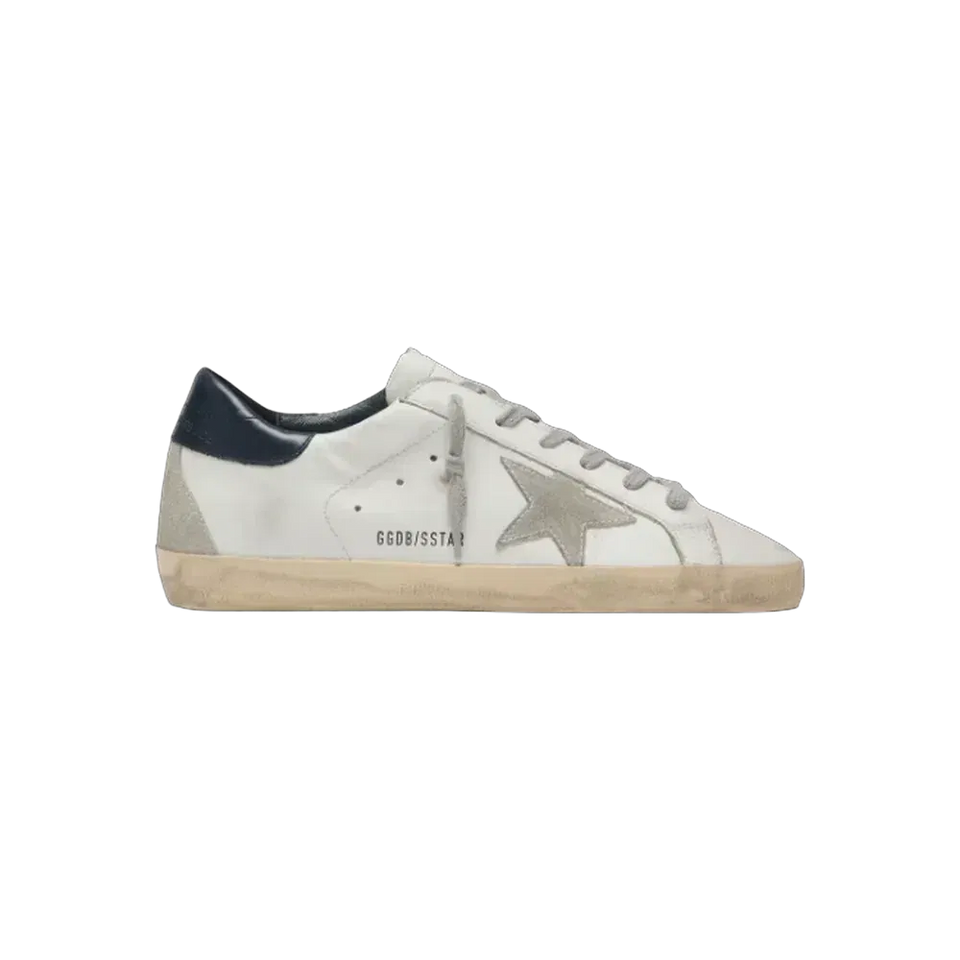 Golden Goose Super-Star With Suede Star And Blue Heel Tab