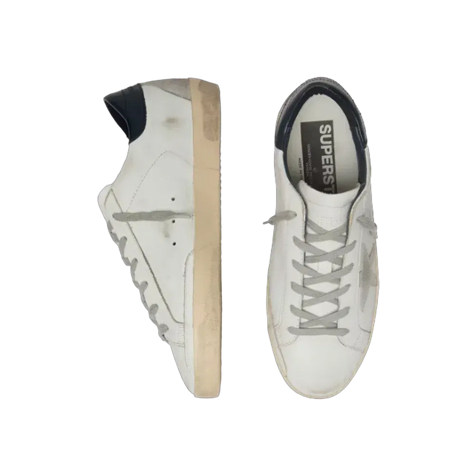 Golden Goose Super-Star With Suede Star And Blue Heel Tab