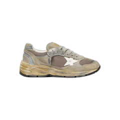 Golden Goose Dad-Star In Dove-Gray Suede And Silver Mesh With White Leather Star