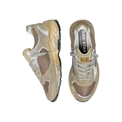 Golden Goose Dad-Star In Dove-Gray Suede And Silver Mesh With White Leather Star