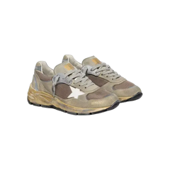 Golden Goose Dad-Star In Dove-Gray Suede And Silver Mesh With White Leather Star
