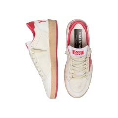 Golden Goose Ball Star Wishes In White Leather With A Red Star