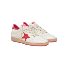 Golden Goose Ball Star Wishes In White Leather With A Red Star