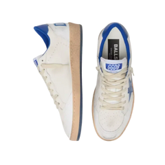 Golden Goose Ball Star Wishes In White Nappa Leather With Bright Blue Star