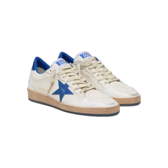 Golden Goose Ball Star Wishes In White Nappa Leather With Bright Blue Star