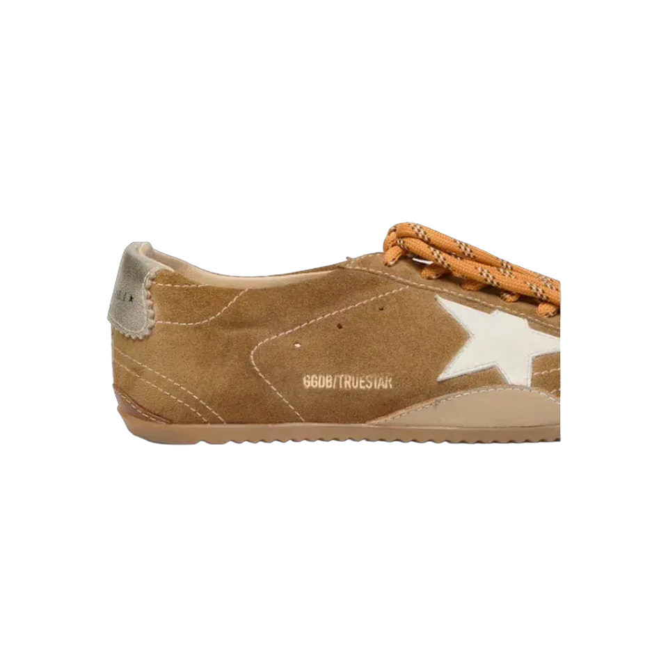 Golden Goose True-Star In Tobacco-Colored Suede With White Star And Platinum Heel Tab