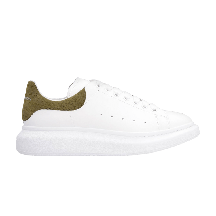 Alexander McQueen Oversized Sneaker White Khaki Crocodile