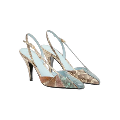 Valentino Foliefoliage Slingback Pump In Python 90mm Cream