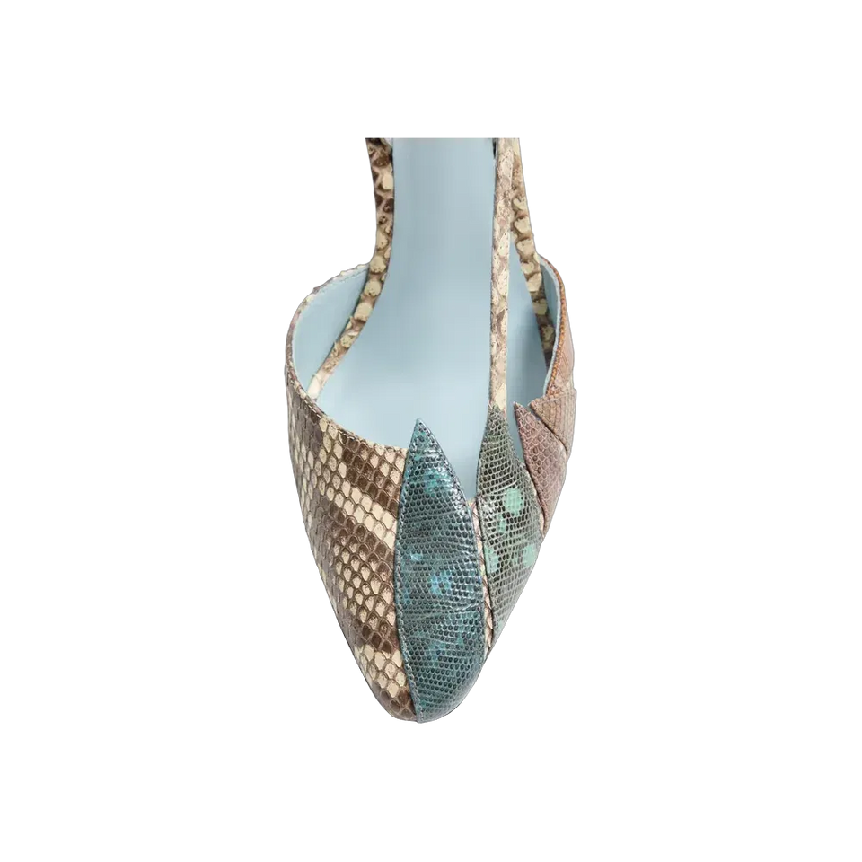 Valentino Foliefoliage Slingback Pump In Python 90mm Cream