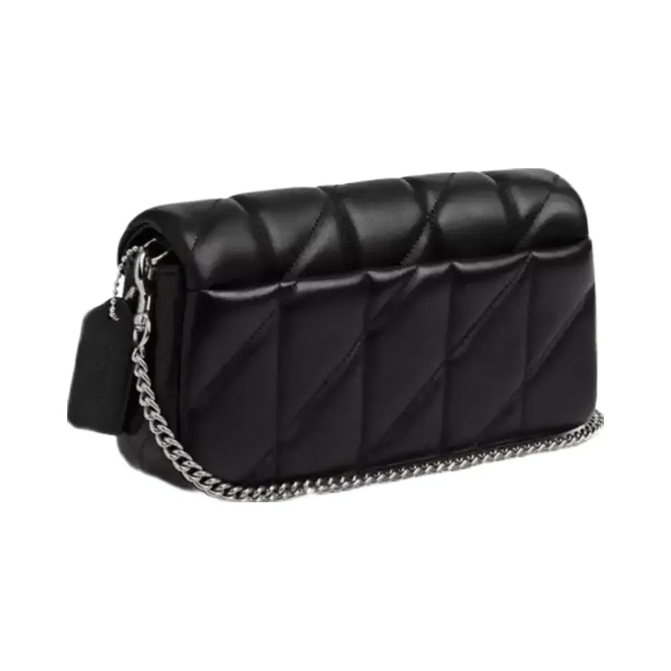 Coach Tabby Chain Crossbody Bag 19 With Quilting in Silver Black