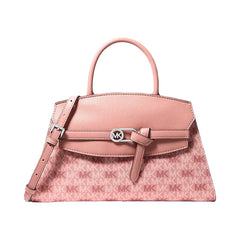 Michael Kors Greta Medium Signature Logo Satchel Sunset Rose