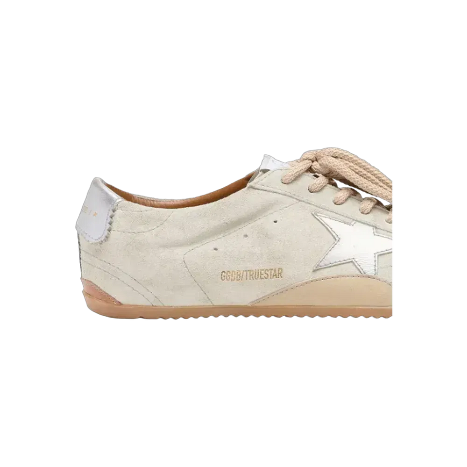 Golden Goose True-Star In Light Gray Suede With Metallic Silver Star And Heel Tab