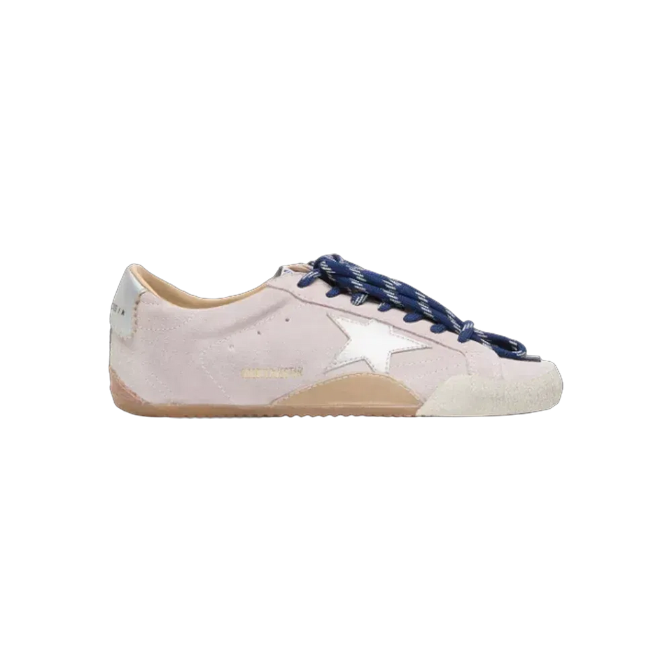 Golden Goose True-Star In Pastel Pink Suede With Silver Star And Heel Tab