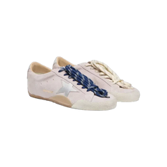 Golden Goose True-Star In Pastel Pink Suede With Silver Star And Heel Tab