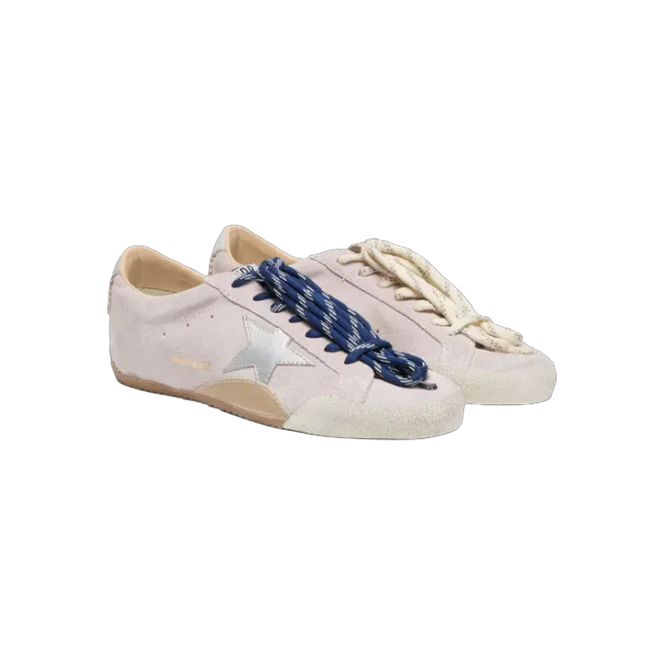 Golden Goose True-Star In Pastel Pink Suede With Silver Star And Heel Tab