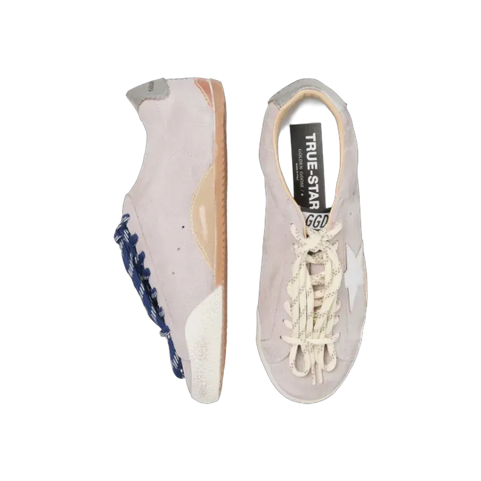 Golden Goose True-Star In Pastel Pink Suede With Silver Star And Heel Tab