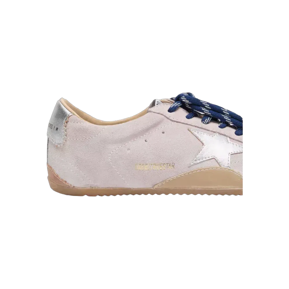 Golden Goose True-Star In Pastel Pink Suede With Silver Star And Heel Tab