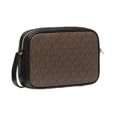 Michael Kors Jet Set Travel Leopard Print Calf Hair and Signature Logo Camera Crossbody Bag Camel Mlt