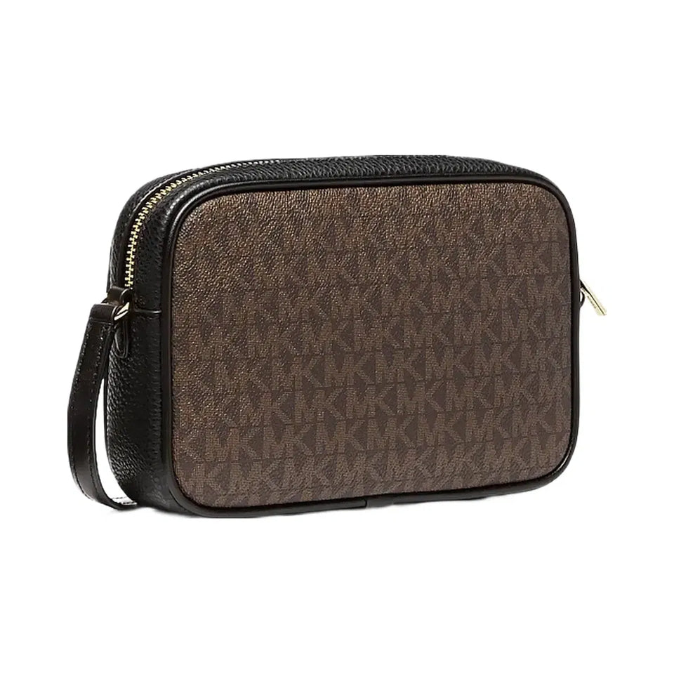 Michael Kors Jet Set Travel Leopard Print Calf Hair and Signature Logo Camera Crossbody Bag Camel Mlt