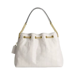 Coach Evelyn Shoulder Bag With Quilting And Charm in Gold Chalk
