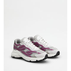 Tods Sneakers In Leather And Technical Fabric Pink Grey Womens