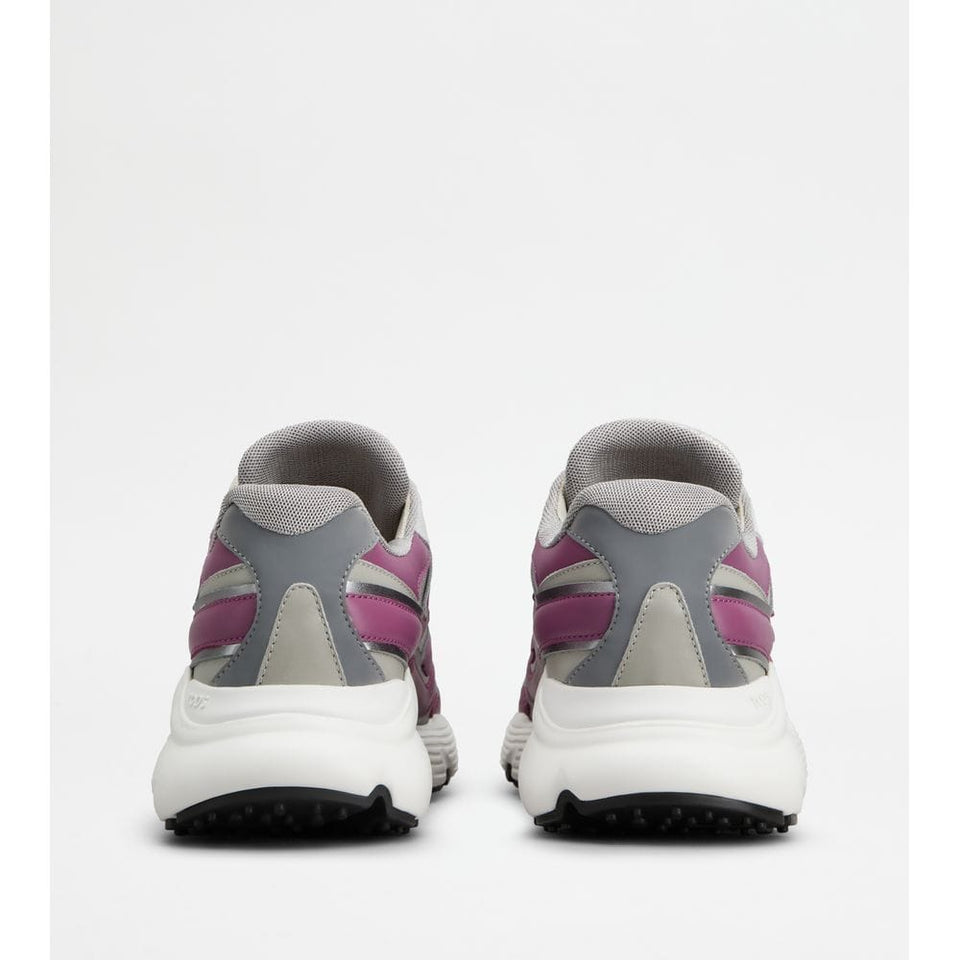 Tods Sneakers In Leather And Technical Fabric Pink Grey Womens