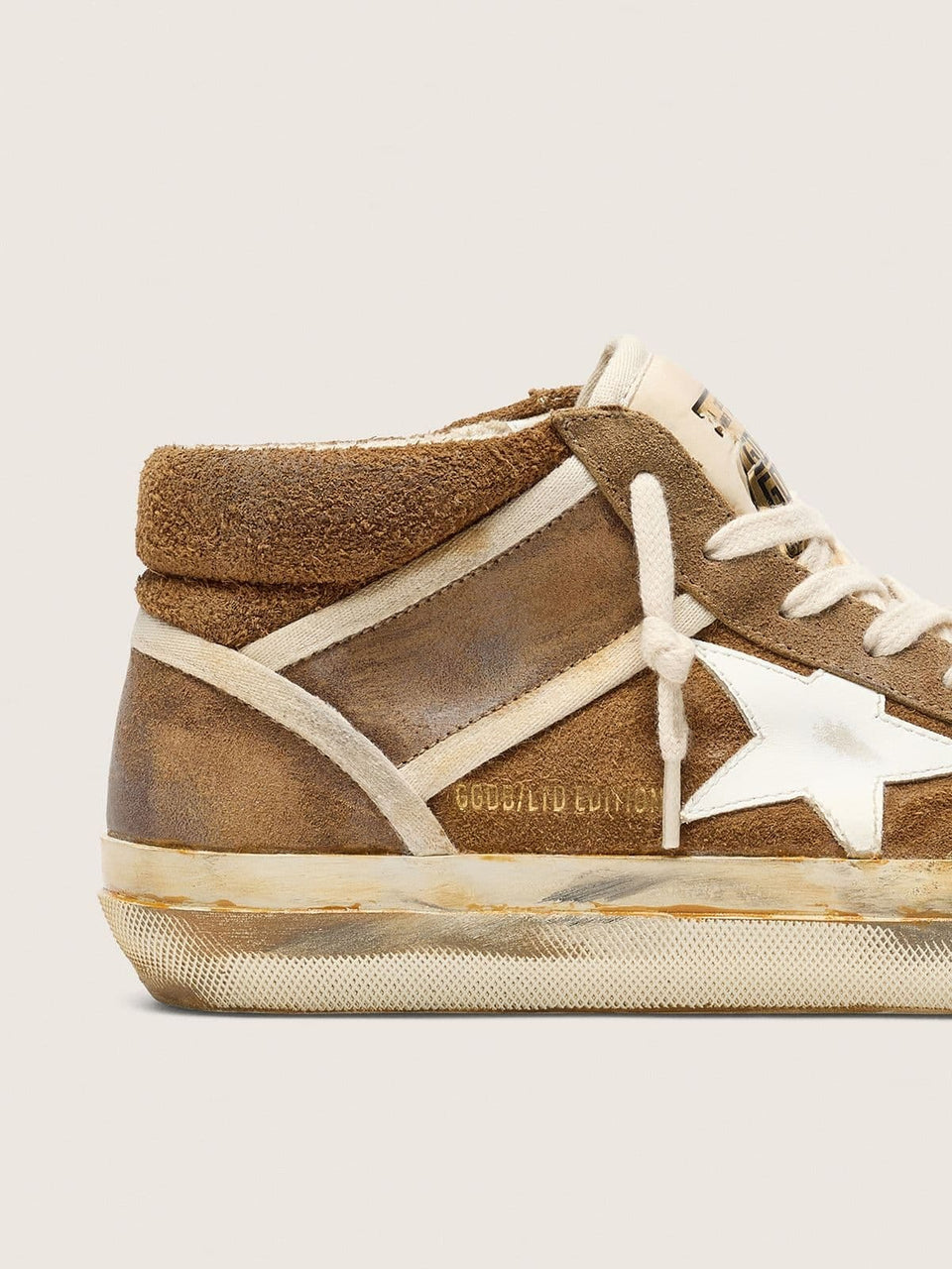 Golden Goose Womens Mid Star Lab In Rust-Colored Suede With A White Leather Star Womens