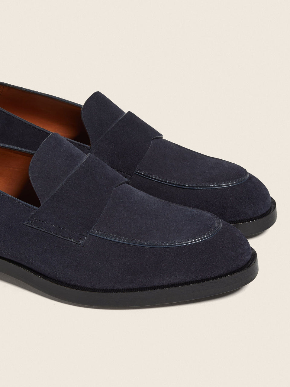 Zegna Navy Blue Suede Loafers