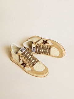 Golden Goose Womens Ball Star In Nappa And Suede With Pony Skin Star And Metallic Heel Tab Womens