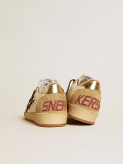 Golden Goose Womens Ball Star In Nappa And Suede With Pony Skin Star And Metallic Heel Tab Womens