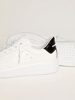 Golden Goose Womens Purestar With Leather Star And Black Patent Leather Heel Tab Womens