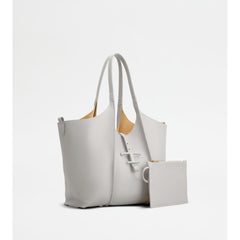 Tods T Timeless Shopping Bag In Leather Small Grey