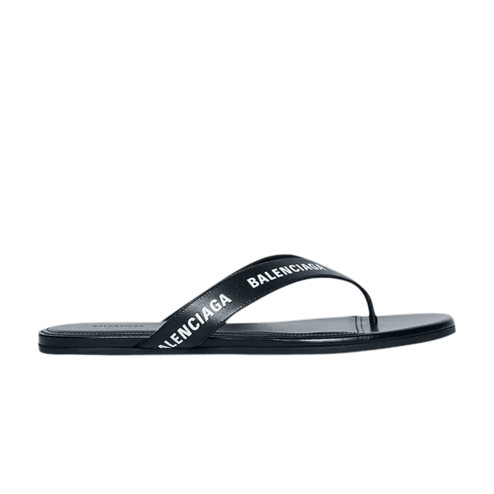 Balenciaga Wmns Flip Flop Slides 'Allover Logo - Black'