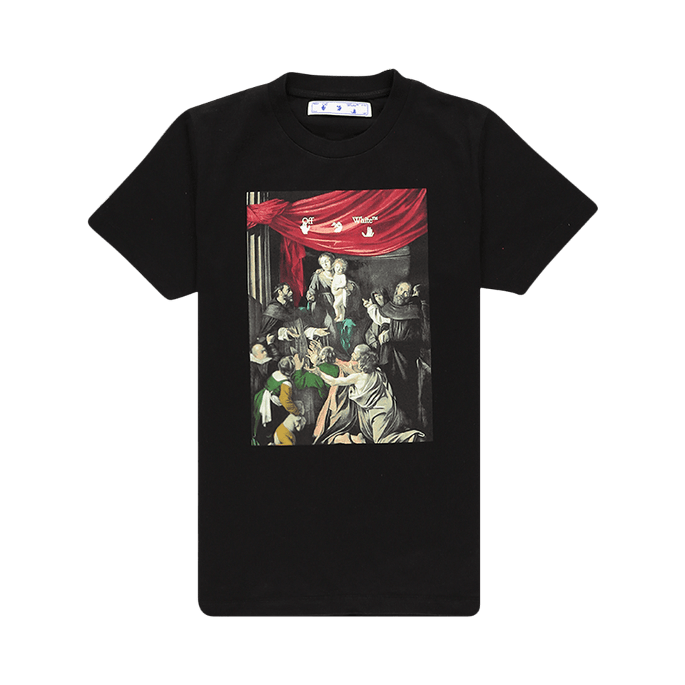 Off-White Caravaggio Painting Shorts-Sleeve Slim T-Shirt Black