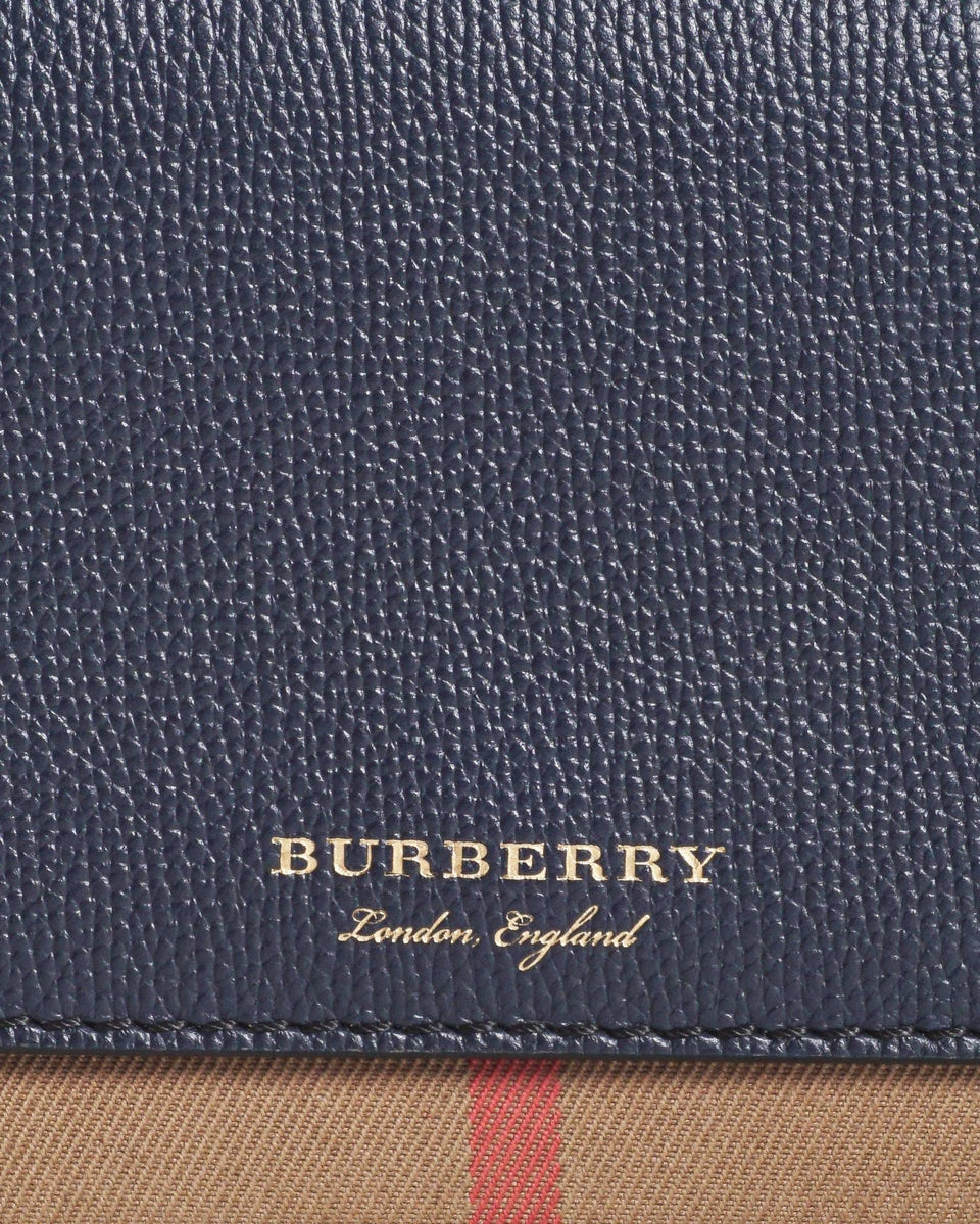 Burberry Hampshire Black Leather & House Check Wallet on Chain Crossbody Bag