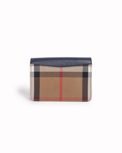 Burberry Hampshire Black Leather & House Check Wallet on Chain Crossbody Bag