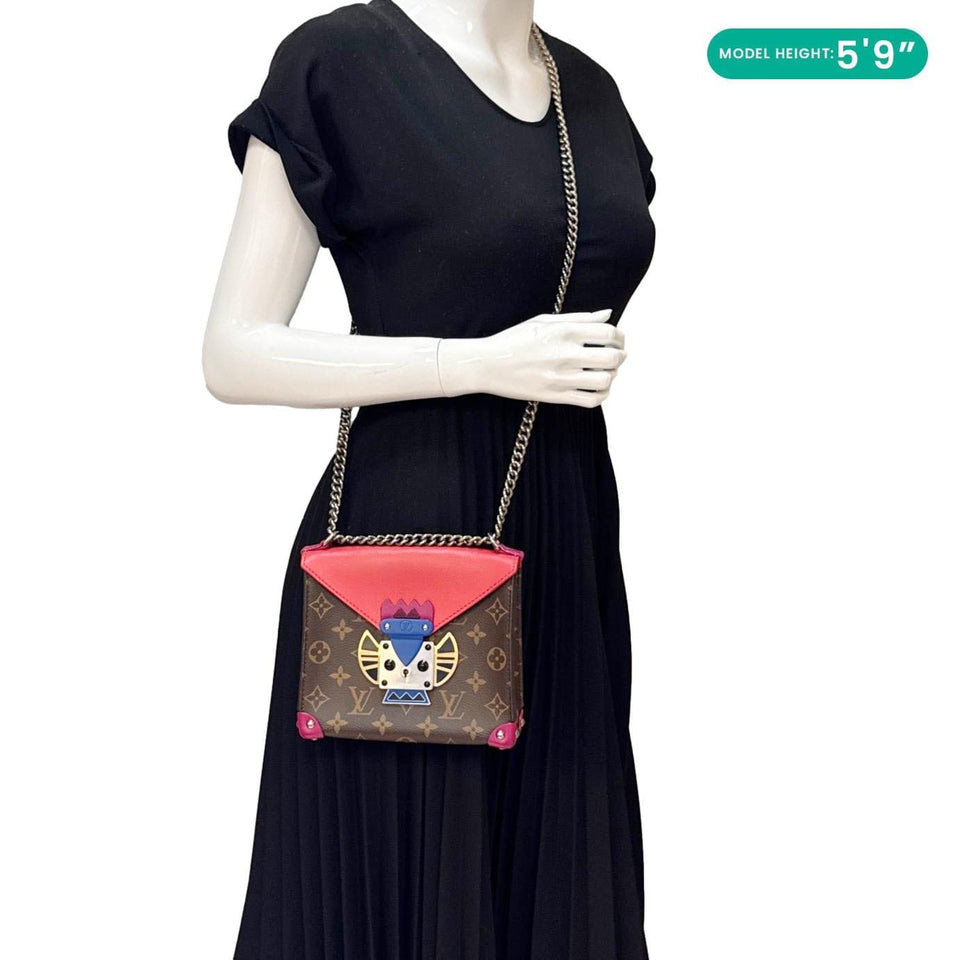 LOUIS VUITTON Tribal Mask PM Monogram Canvas Chain Pochette Crossbody Bag Multicolor
