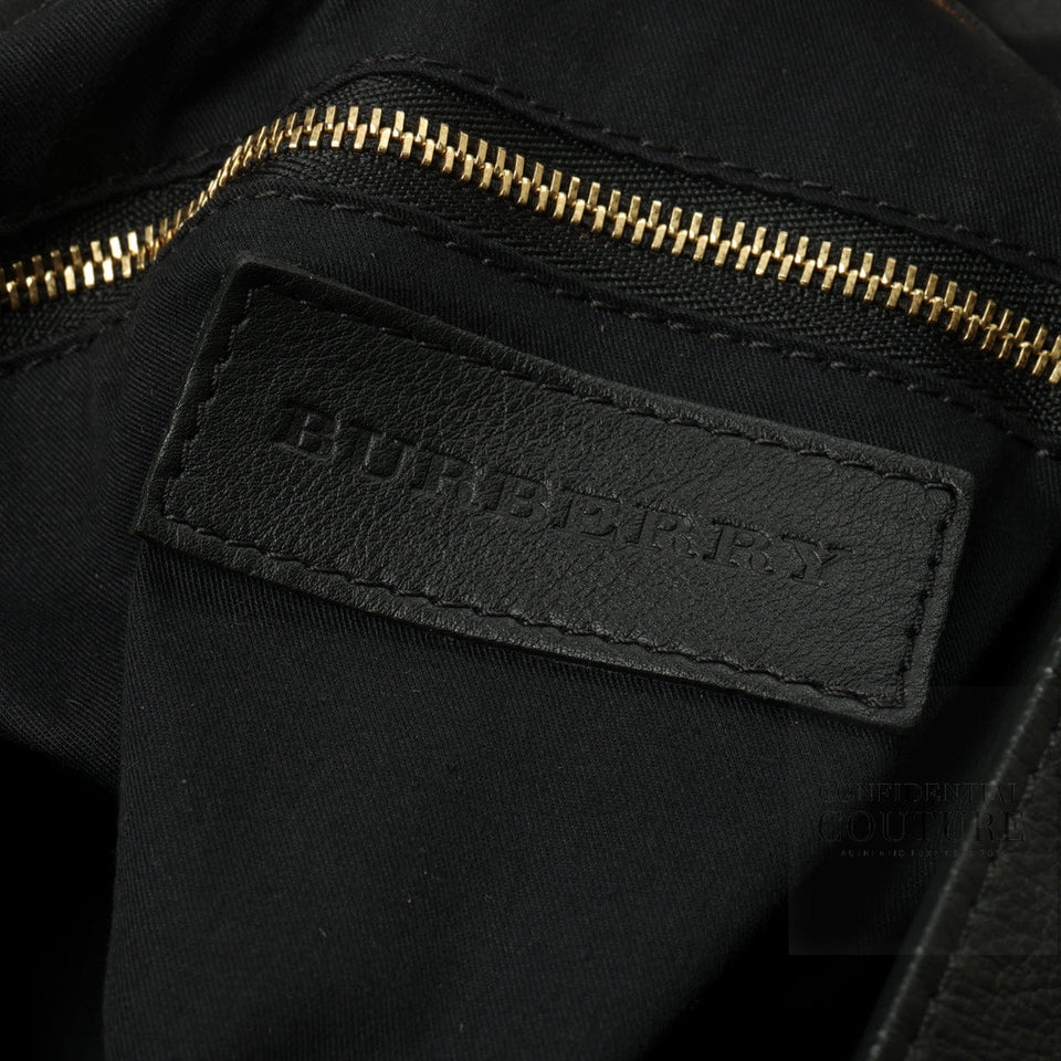 Burberry House Check Canvas Black Soft Leather Tote Bag