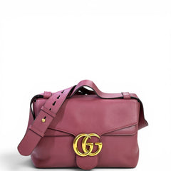 Gucci GG Marmont Shoulder Bag Pink Pebbled Leather