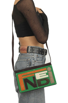 Fendi Green Acrylic Suede Logo Crossbody Bag