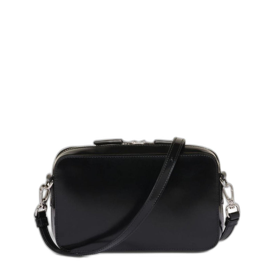 Prada Brique Small Brushed Leather Crossbody - Nero