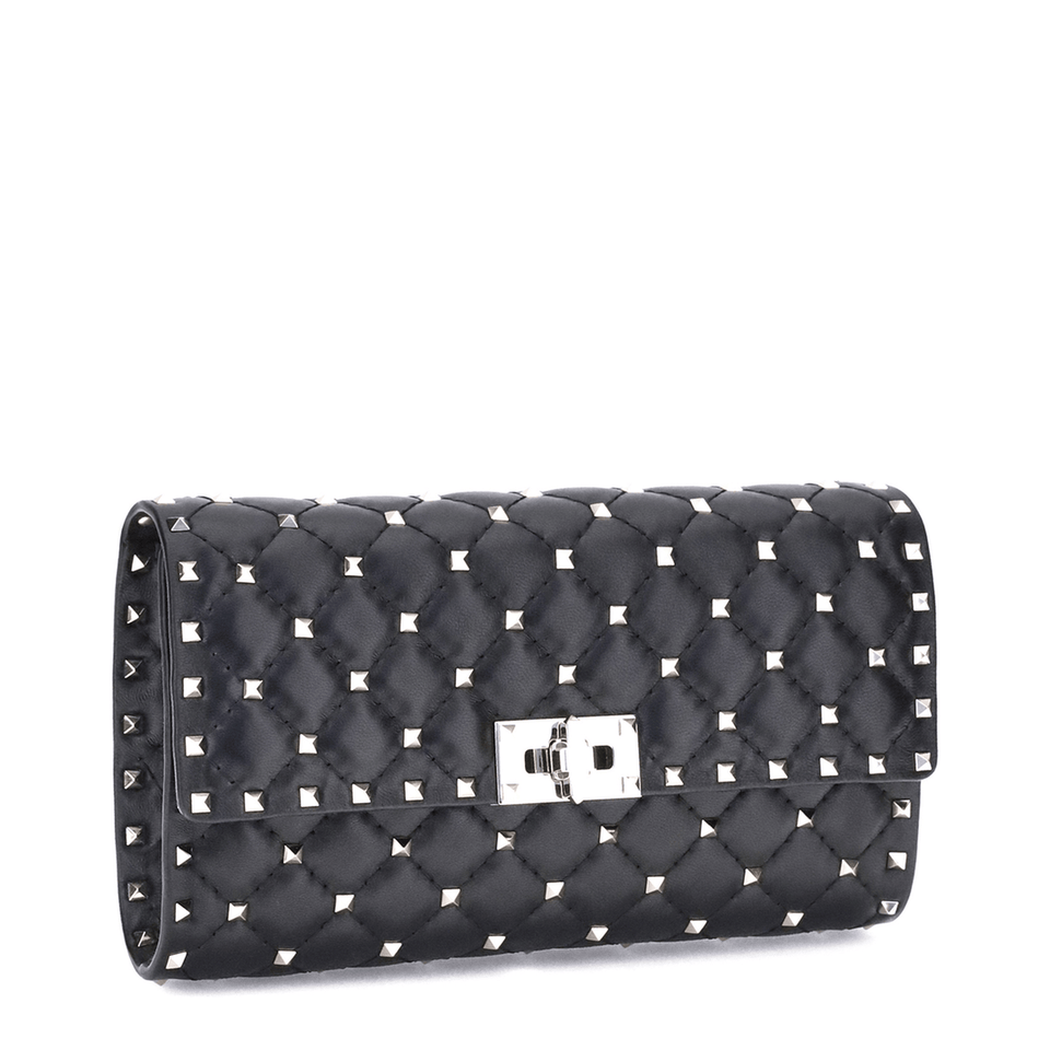 Valentino Rockstud Spike Nappa Leather Crossbody Clutch - Black