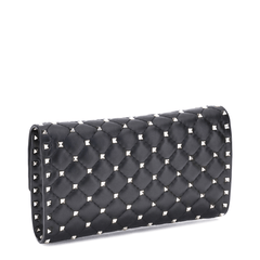 Valentino Rockstud Spike Nappa Leather Crossbody Clutch - Black